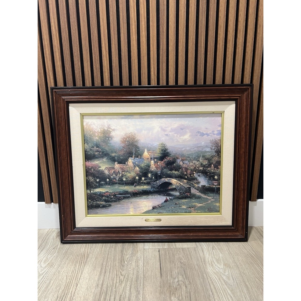 Thomas Kinkade Lamplight Lane IV 2061/4950 S/N Canvas Framed COA
